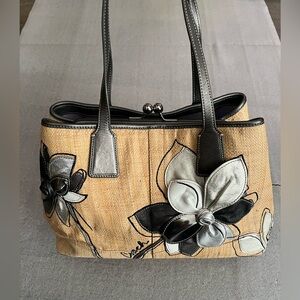 Coach 10th Anniversary Hampton Floral Straw Satchel-Limited Edition Rare Handbag